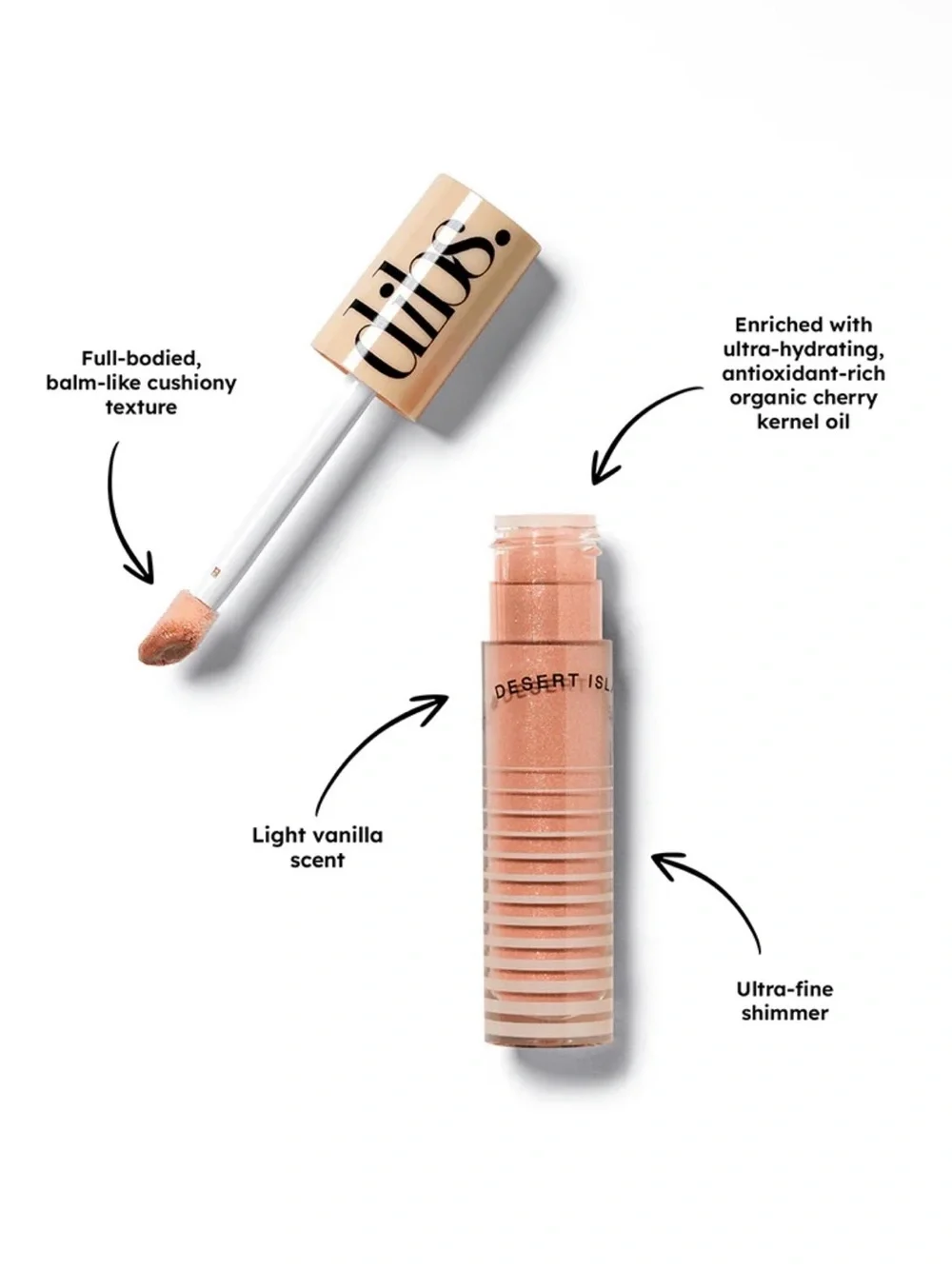 Dibs Go To Glossy Balm Kiss Me Quick- Peachy Nude Shimmer